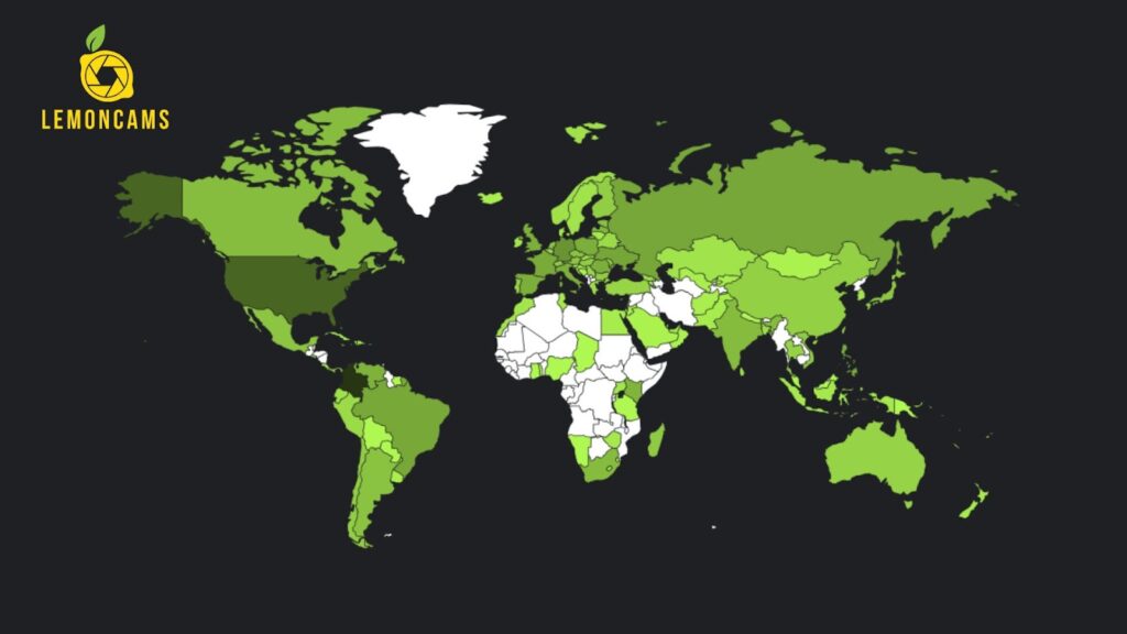 Most Popular Countries with the Hottest Models in Lemoncams